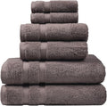 SOFE H&L | Olea Luxury Turkish Cotton Bath Towels Set of 6 : 2 Bath Towels 2 Hand Towels 2 Wash Cloths, Dark Gray | Thick, Premium, Soft, Durable, Absorbent - Hotel Quality Towel Sets for Bathroom