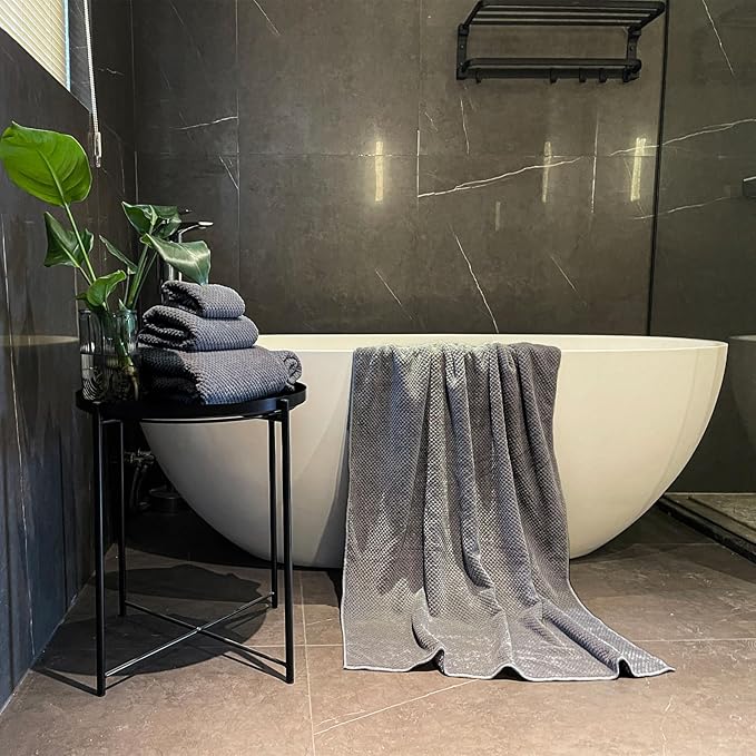 Extra Large Bath Towels Set for Bathroom 30x60 Inches Super Soft Light Weight Quick Dry Microfiber Shower Towels (6 Piece, Charcoal)