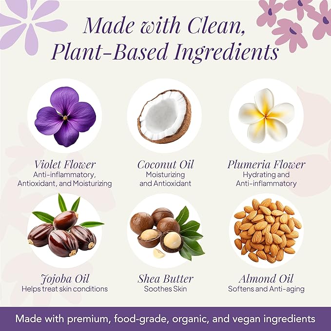 Saavy Naturals Natural Soap Bar Plumeria Violet- Plant-Based Ingredients (1LB)