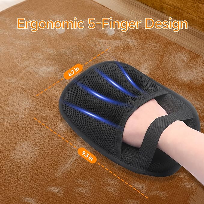 2-in-1 Pet Hair Removal Glove Set for Cats & Dogs, Five-Finger Electrostatic Pet Hair Gloves & Grooming Glove ，Reusable Magic Brush Pet Hair Remover Tool for Laundry，Carpet,Car Seat，Couch