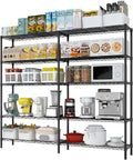 5 Tier Storage Racks Shelving, Heavy Steel Pantry Shelves, Adjustable Wire Shelving Rack, Suitable for Garage, Kitchens, Offices, 69.7" W x 16" D x 71" H, Black
