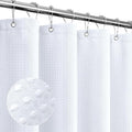 Gibelle Small Stall Shower Curtain 36 x 72, Narrow Half Waffle Weave Textured Fabric Shower Curtain for Bathroom, Water Repellent, Machine Washable, White