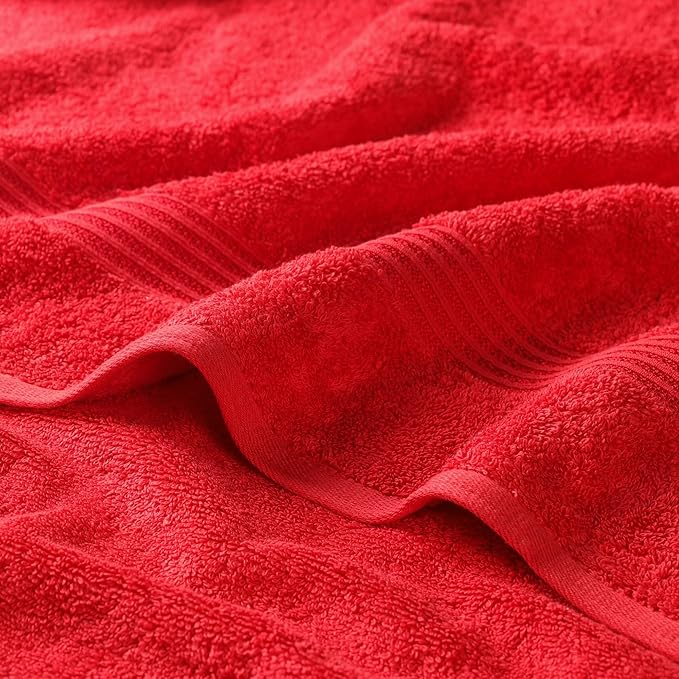 Superior Egyptian Cotton Face Towel/Washcloth Set, Small Towels for Home Bathroom, Master, Guest Bath, Decor Essentials, Quick Dry, Absorbent, Spa, Hotel, Resort, Adult, Kids, Set of 10, Red