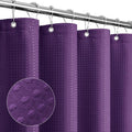Gibelle Long Shower Curtain 72 x 78, Tall Waffle Weave Textured Fabric Shower Curtain for Bathroom, Water Repellent, Machine Washable, Purple