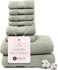 MAURA Sage Green Bath Towel Set of 8 for Bathroom. Turkish Cotton Luxury Bath Towels. Extra Large, Thick, Plush & Soft. Hotel & Spa Quality - Sage Green