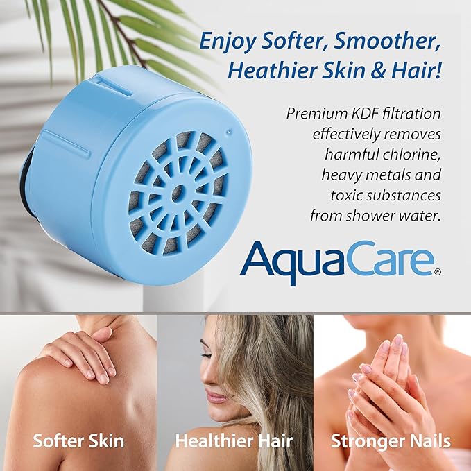 AquaCare Skin & Hair American KDF Replacement Cartridge for World's Most Advanced Shower Filters with ON/OFF Water Filtration Modes, Instant Cartridge Reload & Built-in Hand Shower or Combo Mounts