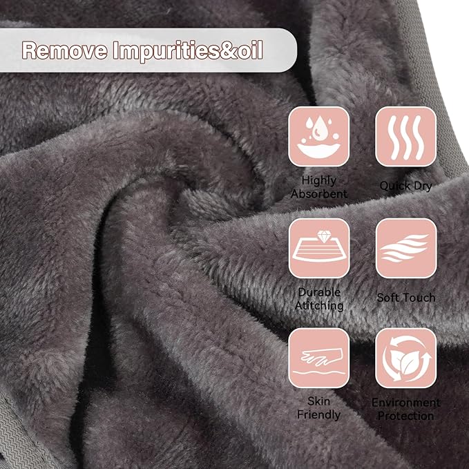 Nugilla Makeup Remover Cloths, 8 Packs Makeup Remover Towels Reusable Face Wash Cloth, Soft Microfiber Face Cloth for Women(Cool Grey)