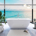 67" Free Standing Tub, Pure Acrylic Freestanding Bathtub, Stylish Stand Alone Contemporary Deep Soaking Bath Tub, cUPC Certified SY6270 (Glossy White)