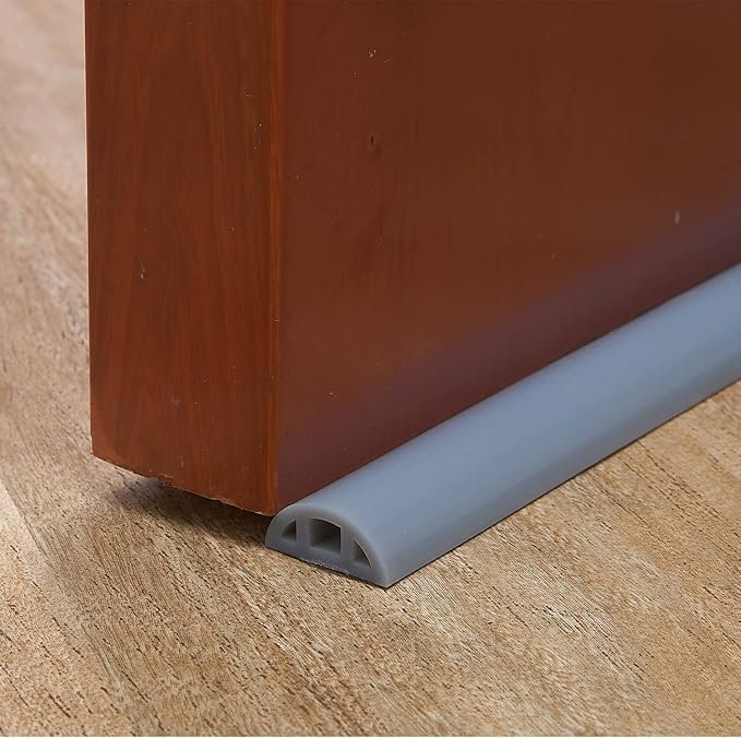 Bathroom Foldable Block water Stopper sealing strip shower threshold dam Self-adhesive silicone shower barrier (66 Inch-Gery)