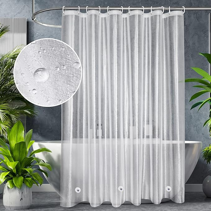 UFRIDAY Shower Curtain Liner, Eva Frosted Weighted Shower Curtain for Bathroom with 3 Big Bottom Magnets,Heavy Duty,Thick,Semi Transparent, 72 x 75 Inch