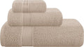 Belizzi Home Ultra Soft 3 Pack Cotton Towel Set, Contains a Bath Towel 28x55 inch, a Hand Towel 16x24 inch & a Wash Coth 12x12 inch, Ideal Everyday use, Compact & Lightweight - Tan