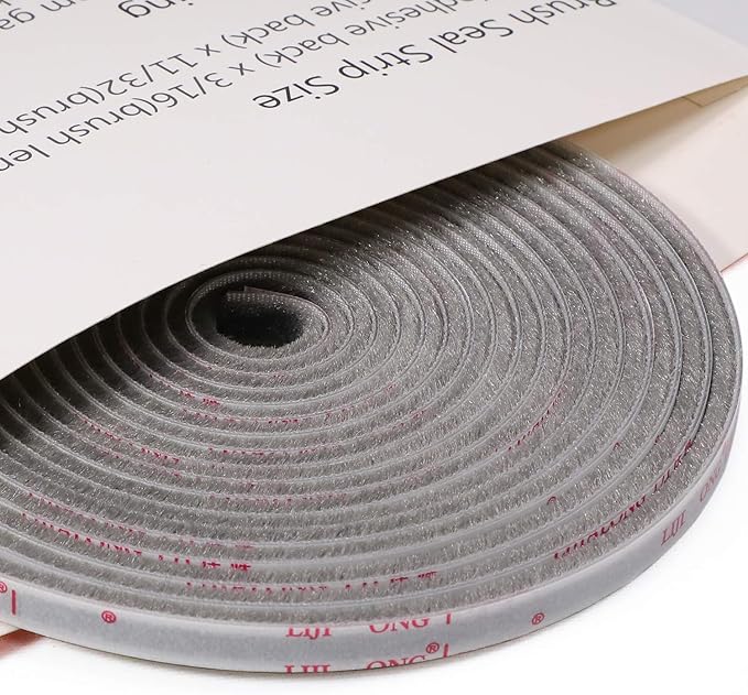 TORRAMI Felt Pile Weather Stripping 11/32 inch x 3/16 inch x 16 ft, Sliding Windows and Door Frame Side Brush Seal, Draft Stopper Soundproofing, Grey