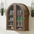 HOACT Arch Bathroom Wall Cabinet with Glass Door, 23.6" Medicine Cabinet with Adjustable Shelves, Natural Above Toilet Storage Cabinet for Kitchen, Laundry Room, Bedroom, Walnut