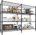 Homdox Heavy Duty Storage Shelves, 4 Tier Wire Shelving Unit, Adjustable Metal Shelves for Storage, Garage Rack Pantry Shelves Kitchen Shelving, 18"x72"x60", Black