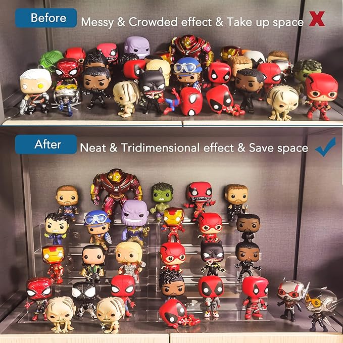 9 Inch Acrylic Shelf for Perfume Organizer in 2 Pack, 4 Tier Funko POP Shelves, Cologne Organizer Tiered Riser Display Stand, Acrylic Display for Decoration