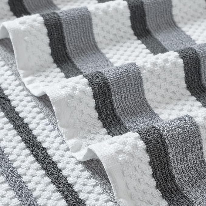 Modern Threads Pax 6-Piece Reversible Yarn Dyed Jacquard Towel Set - Bath Towels, Hand Towels, & Washcloths - Super Absorbent & Quick Dry - 100% Combed Cotton, Coal