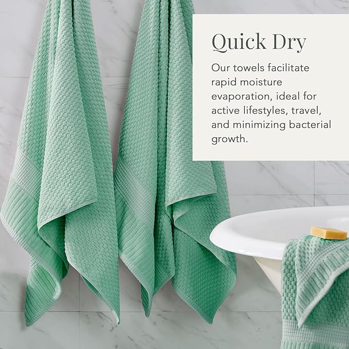 NY Loft 100% Cotton Hand Towel 6 Pack | Super Soft & Absorbent Quick-Dry Hand Towels 16" x 28" |Textured and Durable Cotton | Trinity Collection (6 Pack Hand Towel, Wasabi Green)