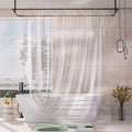 AmazerBath Shower Curtain Liner, 100% EVA Silky Soft Clear Heavy Duty Shower Curtain and Liner 2-in-1, 72x72 Luxury Plastic Weighted Bathroom Shower Liner, 12 Rustproof Grommets & 3 Heavyweight Stones