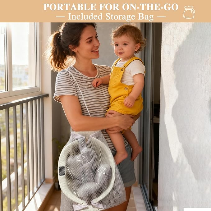 Baby Bathtub, Baby Bath Tub with Thermometer & Soft Cushion, Collapsible Infant Bathtub for Newborn to Toddler 0-36 Months, Quick Use & Portable for Travel(White)