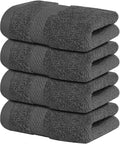 Infinitee Xclusives Luxury Wash Cloths for Showering [13x13] – 100% Cotton Washcloths [Pack of 4], Soft and Absorbent Face Towels for Bathroom Wash Clothes, Gym, and Spa (Shadow Grey)