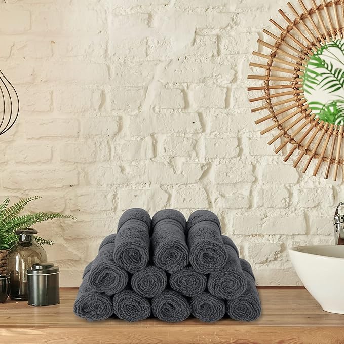 Utopia Towels 12 Pack Premium Wash Cloths Set, 12 by 12 Inches, 100% Cotton Ring Spun, Highly Absorbent and Soft Feel Washcloths for Bathroom, Spa, Gym, and Face, Grey