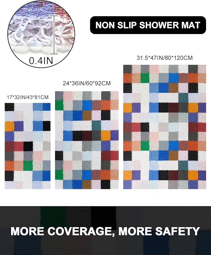 Bathtub Mat Non Slip - Anti Slip Shower Mat, Quick Drying Bath Tub Mats, Soft PVC Loofah Foot Massage Mat, Bath Mat for Shower, Tub, Bathroom, Floor, Kitchen, Pool, Hotel