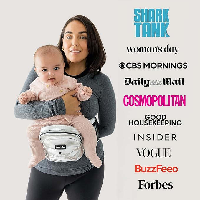 Tushbaby The Original Premium Quality Hip Seat Carrier – Safety-Certified Baby & Toddler Carrier with Secure Safety Buckles, No-Flimsy-Foam Design, Storage Pockets & Nursing Pillow. 0–3 yrs