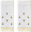 SKL Home Staggered Blossoms Hand Towel 2pc Set for Bath/Kitchen/Bar & Gift, White
