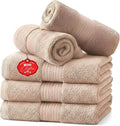 Ample Decor Washcloths Pack of 5 12 X 12 Inch, 600 GSM 100% Cotton Soft Absorbent, Premium Quality Durable Machine Washable, Ideal for Bathroom, Pool, Hotel, Spa – Beige