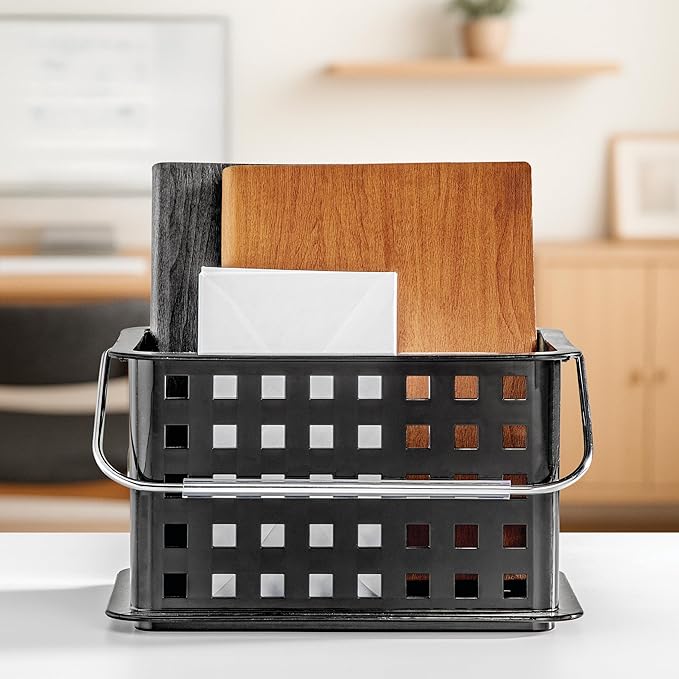iDesign Stackable Shower Basket with Handle for Dorm or Bathroom - Set of 3 - Black - Made in USA
