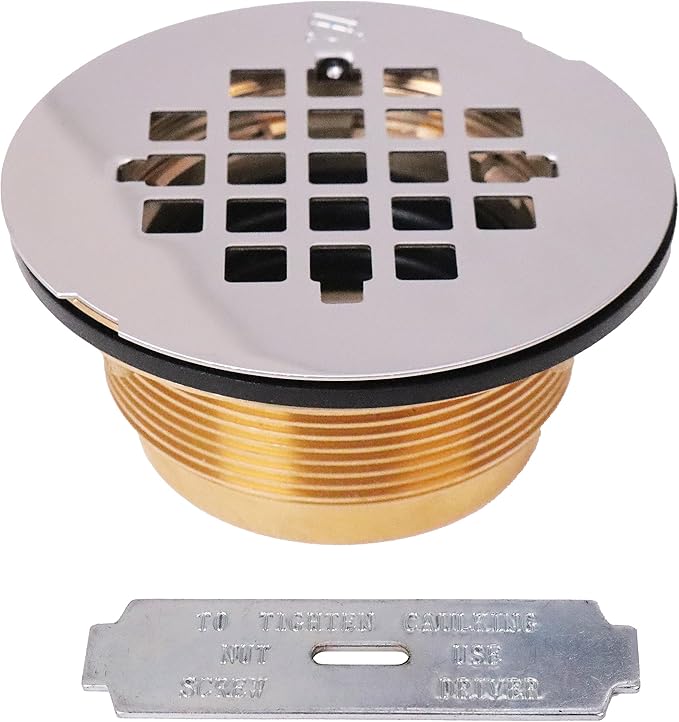 Westbrass SP6036WB-26 60" x 36" 3-Wall Shower Pan with Solid Brass Center Drain and 4-1/4" Cross Grid Brass Drain Cover, Polished Chrome