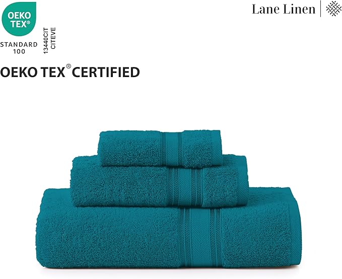 LANE LINEN Luxury Bath Towels Set - 12 Piece, 100% Cotton, Zero Twist, Super Soft & Absorbent, 4 Bath Towels, 4 Hand Towels, 4 Washcloths - Sea Port