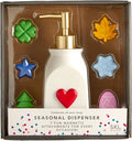 SKL Home Seasonal Soap/Lotion Dispenser Gift Set with 7 Interchangeable Magnetic Holiday Attachments, Refillable for Bathroom & Kitchen, Gold