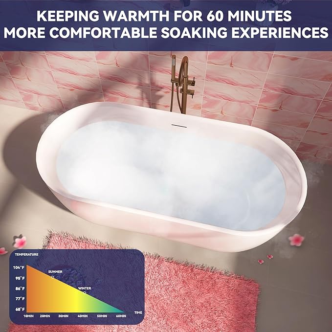 67" Acrylic Free Standing Tub, Stand Alone Tub, Freestanding Bathtub, Soaking Bathtub, cUPC Certified, SE(Glossy White)