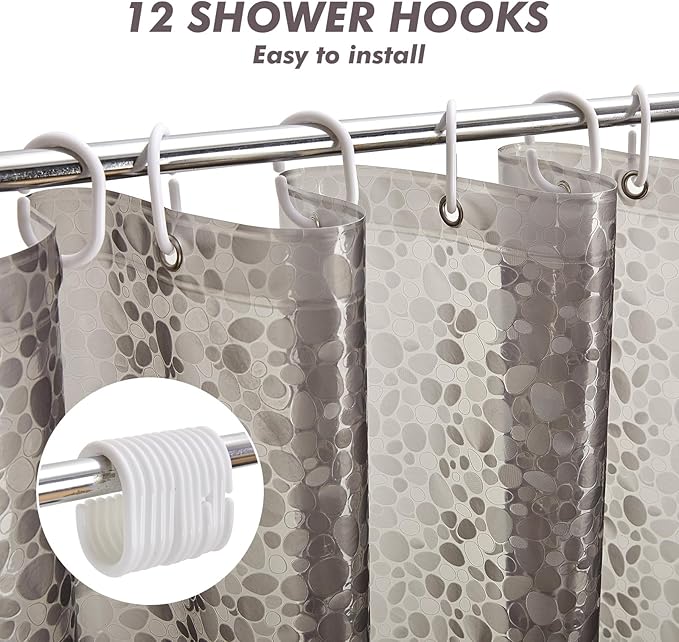 Bostofy Waterproof Shower Curtain Liner EVA 8G - Rust-Proof Hooks, Heavy-Duty Magnets - Enhance Your Bathroom with Durability and Elegance, 72L x 78H Inches