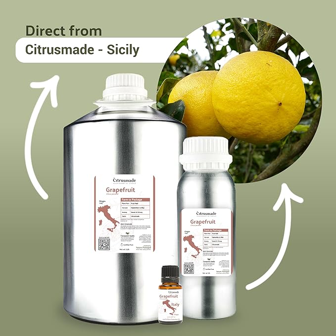 Grapefruit Essential Oil - Direct from Citrusmade in Sicily - Natural Aceite de Pomelo for Skin and Energy - Aromatherapy | 100% Pure Therapeutic Grade (22lbs)