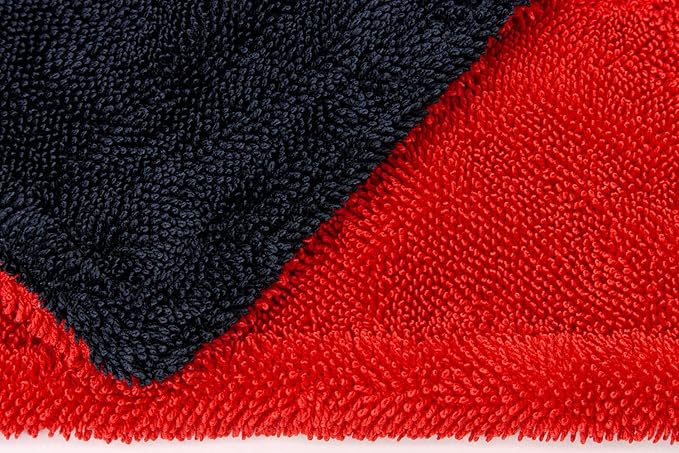 Autofiber [Dreadnought Max] Triple Layer Microfiber Car Drying Towel | Twist Pile | 1400GSM | 1 Pack (30"x40", Red/Black)