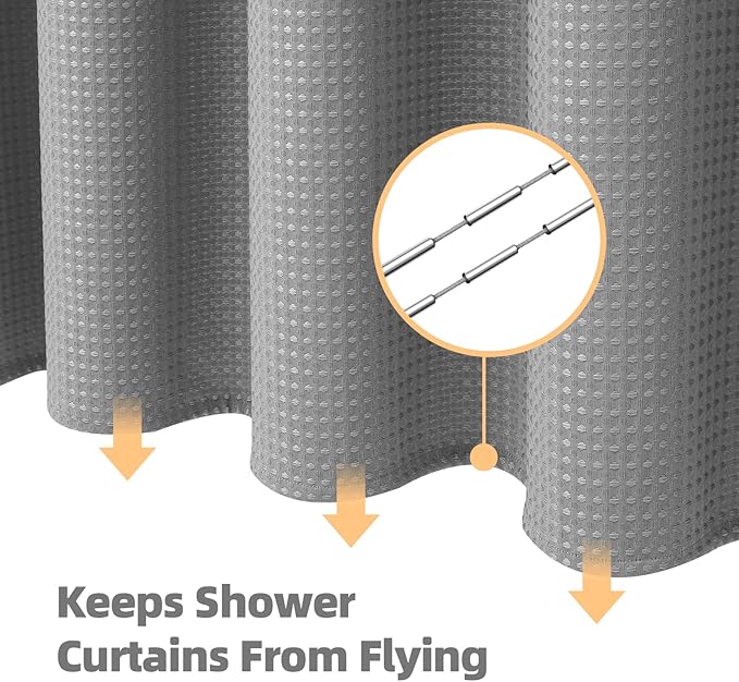 LaCyan 3 in 1 Waterproof Waffle Weave Shower Curtain and Clear Liner Set with 12 Stainless Steel Hooks Double Sided for Bathroom 72 Inches Heavy Duty Polyester Fabric Shower Curtains 36x72
