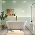63" Premium Solid Surface Freestanding Bathtubs, Upgraded Oval Stone Resin Soaking Tub with Overflow and Pop-up Drain, Matte White