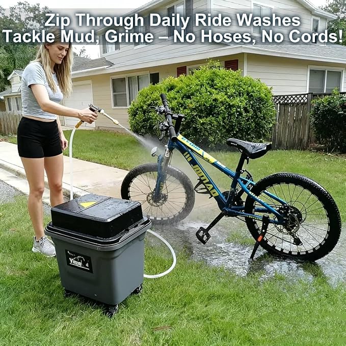 Cordless Portable Pressure Washer (Max 330PSI) - Self-Contained Camping Shower | 10Gal Tank, 5H Runtime, No Hose Needed | Multi-Use for Car Cleaning/Pet Bath/Garden Watering (Black)