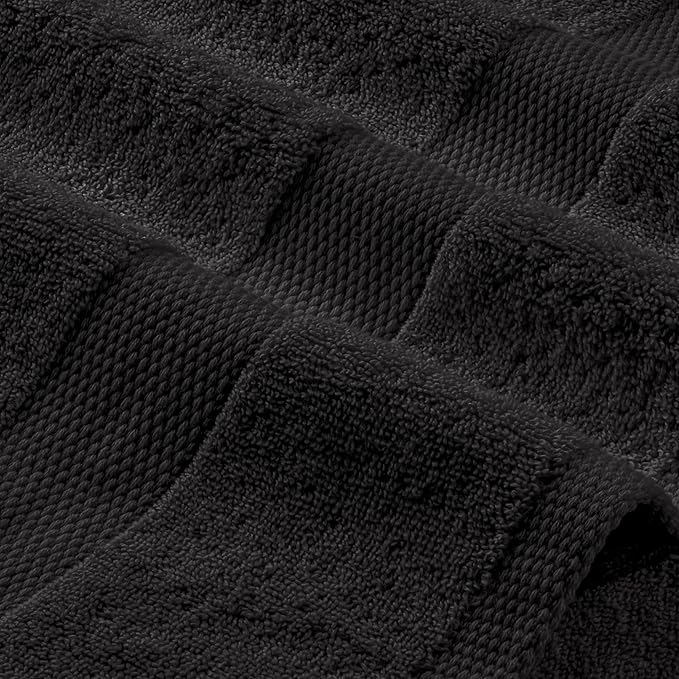 White Classic Black Hand Towels for Bathroom [6 Pack] Cotton Hand Towel Bulk for Gym, Kitchen and Spa, 16x27 Inches Soft Highly Absorbent Quick Dry Terry Salon Towels