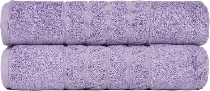 BAGNO MILANO Organic Turkish Cotton Bath Towels, Luxury Jacquard Collection, Certified Organic Highly Absorbent, Soft-Plush Towel Set (Lilac, 2 Pcs Bath Towel Set)
