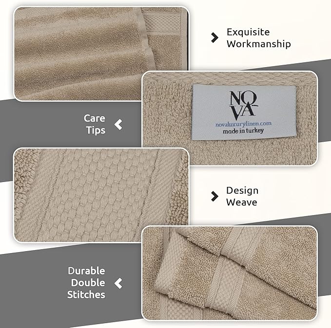 NOVA Luxury Linen - Hotel Quality Turkish Towel Set for Bathroom (2 Pcs Bath Towel Set, Warmsand Beige)