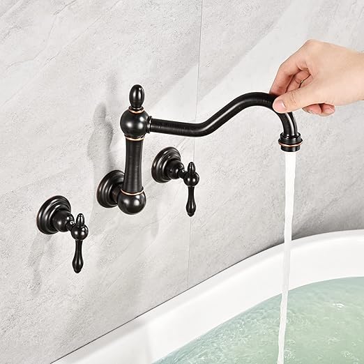 sumerain Vintage Tub Faucet Wall Mount Bathtub Filler Oil Rubbed Bronze, 8 Inches Center
