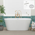 FerdY 59" Shangri-La Elite, Acrylic Freestanding Bathtub, Modern & Contemporary Design Soaking Tub with Polished Chrome Pop-Up Drain and Minimalist Design Overflow, Glossy White, cUPC Certified