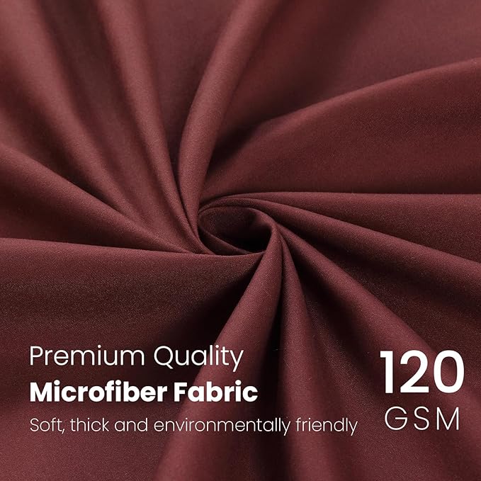 Fabric Shower Curtain, Ombre Burgundy Microfiber Cloth Shower Curtains for Bathroom, Modern Waterproof Bathroom Curtains, 72" W x 72" H