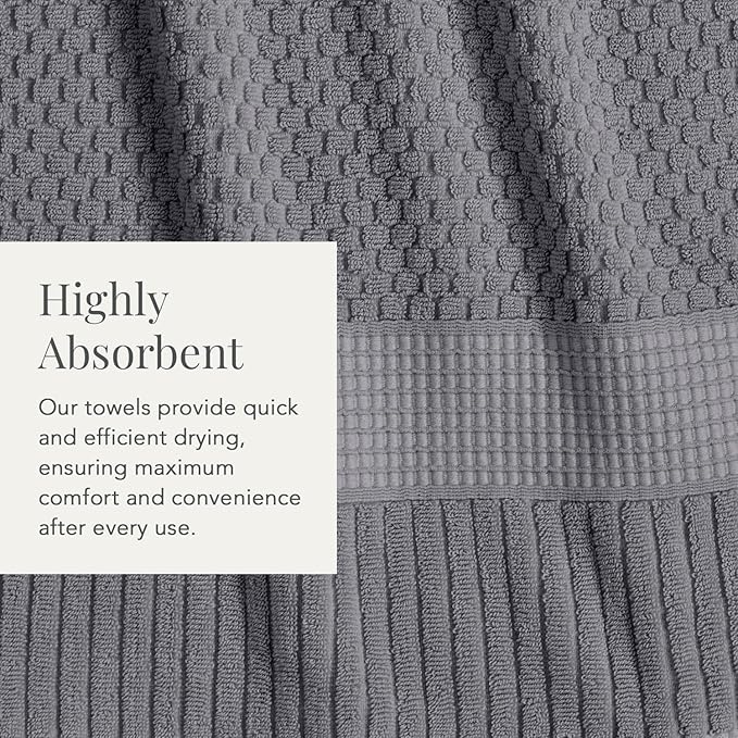 NY Loft 100% Cotton 2 Pack Bath Sheet Towel Set | Extra Large Oversize Bath Towels | Absorbent & Quick-Dry | Textured and Durable Cotton | Charcoal