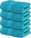 Infinitee Xclusives Luxury Wash Cloths for Showering [13x13] – 100% Cotton Washcloths [Pack of 4], Soft and Absorbent Face Towels for Bathroom Wash Clothes, Gym, and Spa (Serene Teal)