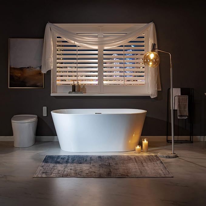 WOODBRIDGE BTA1514-MB-Drain &O+ Pillow Bathtub, Black