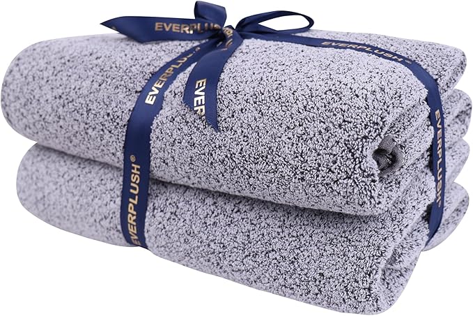 Everplush Diamond Collection Extra Large Bath Towel Sheet – 2 PK, Super Soft & Highly Absorbent, Quick-Drying, Oversized & Thick. Perfect for Bathroom, Pool, Swimming Use (Grey, 35" x 66" 2PK)